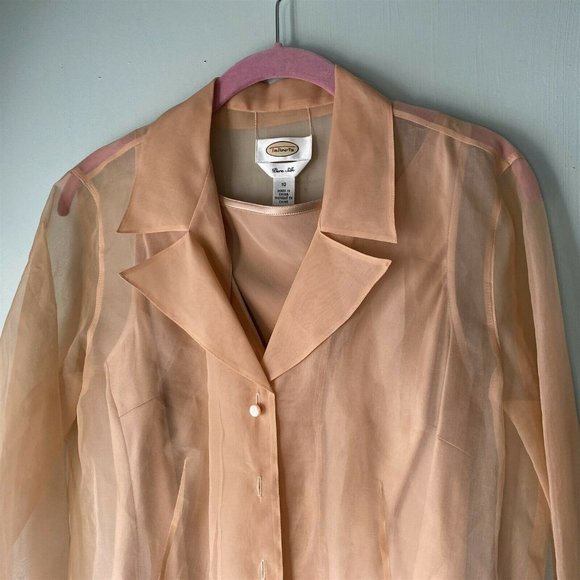 Talbot's Silk Blouse Set Sheer Blouse with Shell - Picture 2 of 9